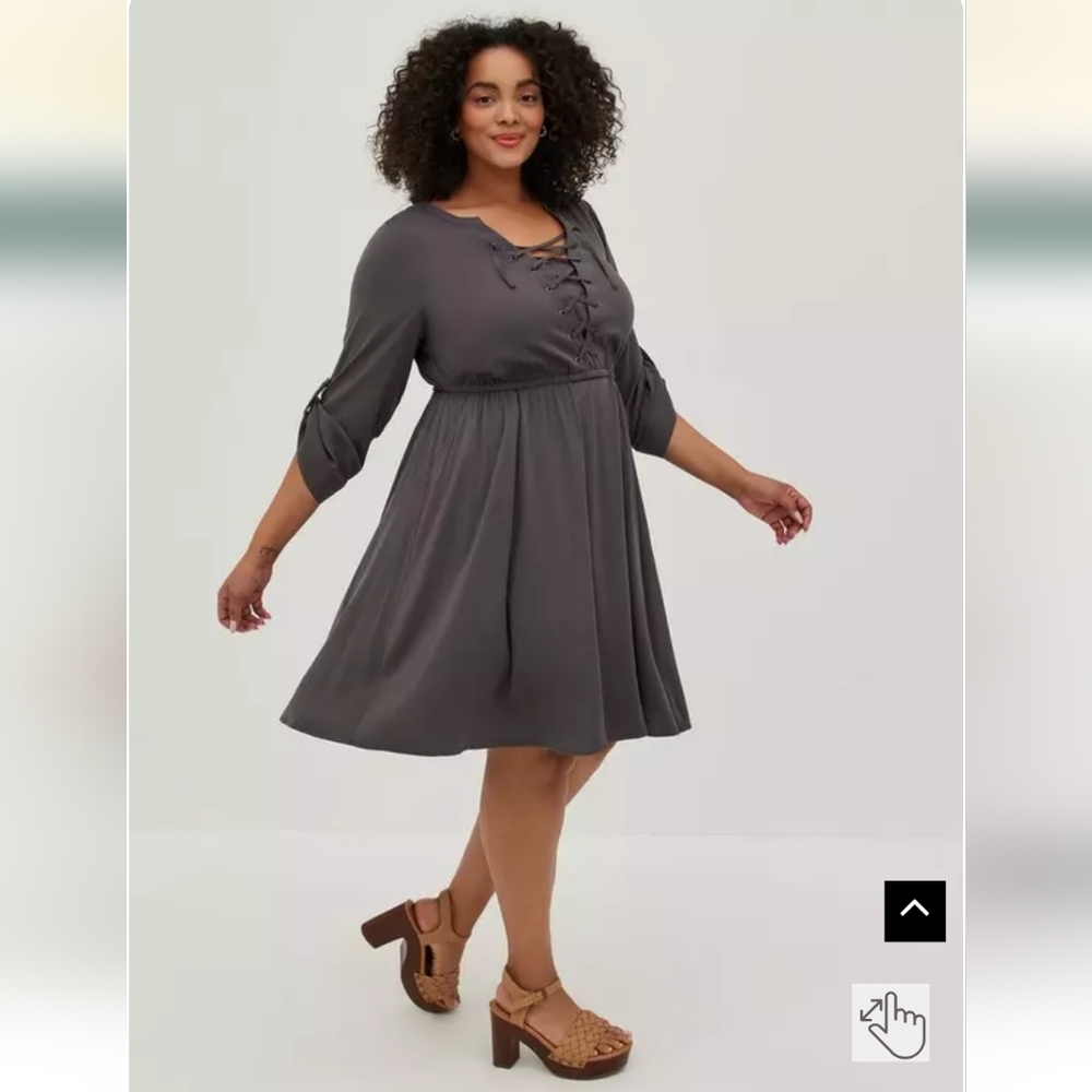 Torrid Plus Size Mini Challis Lace-Up Shirt Dress
